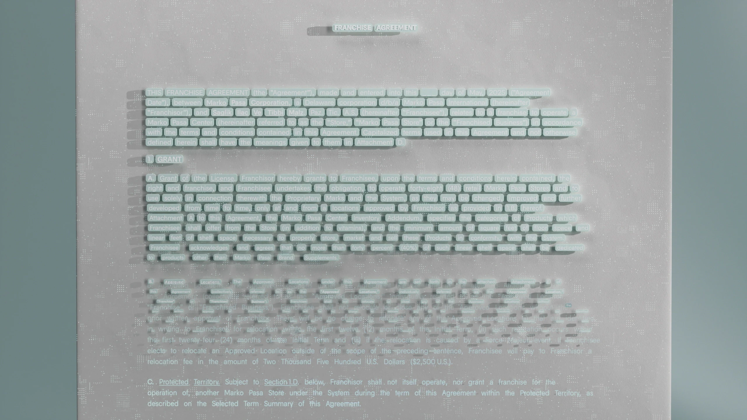 Glass documents left